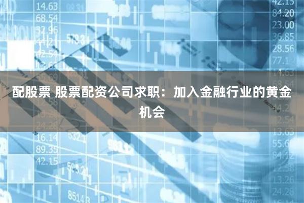 配股票 股票配资公司求职：加入金融行业的黄金机会
